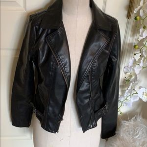 Wet seal black faux leather jacket size medium